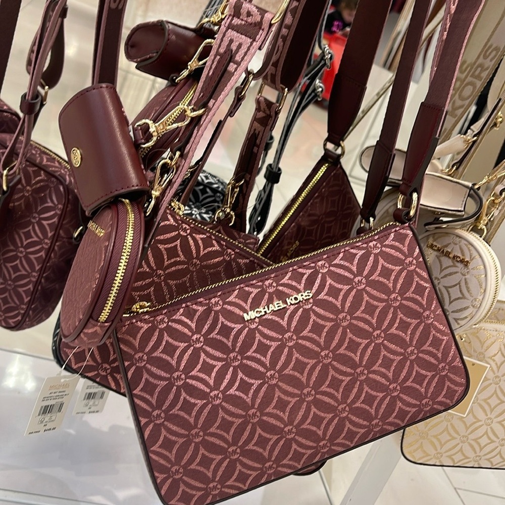 MICHAEL KORS Jet Set Travel Small Logo Jacquard Crossbody With Tech Attach - NWT - Picture 7 of 16